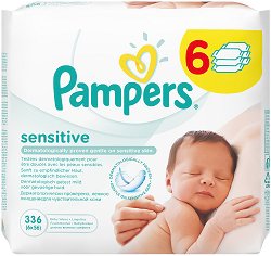 Pampers Sensitive Baby Wipes - Бебешки мокри кърпички в опаковкa от 56 броя - лак