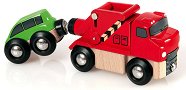 Дървена количка и камион влекач Brio - играчка