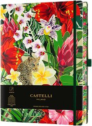 Луксозен тефтер с ластик Castelli Leopard - 