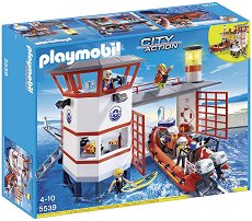 Детски конструктор - Playmobil Брегова охрана с фар - 