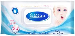 Бебешки мокри кърпички Silkline - крем