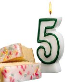 Свещичка за рожден ден - цифра 5 - раница