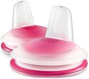 Розови силиконови накрайници с клапа за неразливаща се чаша - Пингвин - чаша