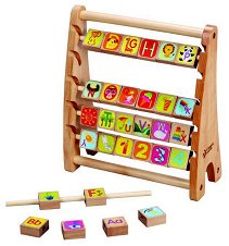 Дървена играчка Classic World - Азбучно сметало - образователен комплект