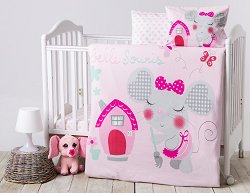 Спален комплект за бебешко креватче - Pink House - 