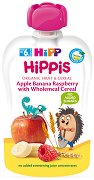 Био плодов пауч ябълки, банан и малина с пълнозърнести култури HIPP HiPPiS - 