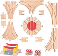 Комплект дървени релси Woodyland - играчка