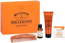 Scottish Fine Soaps Men's Grooming Thistle & Black Pepper Face & Beard Care Kit - 
