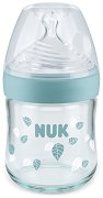 Стъклено бебешко шише за хранене с широко гърло - Nature Sense Softer 120 ml - 