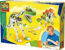 Детски метален конструктор SES Creative - Динозаври - образователен комплект