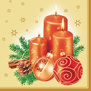 Салфетки за декупаж - Коледни свещи - Пакет от 20 броя