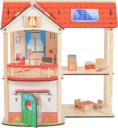 Дървена къща за кукли - Moni Elly - 