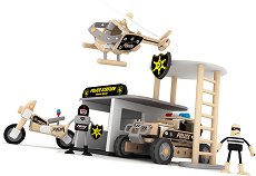 Дървен конструктор Classic World - Полицейски участък - играчка