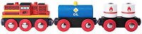 Дървено влакче с дизелов локомотив Woodyland - играчка