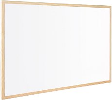 Бяла дъска с дървена рамка - Комплект с маркер и крепежни елементи