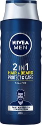 Nivea Men Protect & Care 2 in 1 Hair + Beard Shampoo - гел