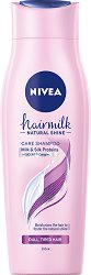Nivea Hairmilk Natural Shine Care Shampoo - пяна