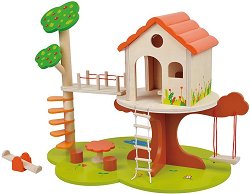 Дървена къща за кукли на дърво - 