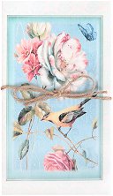 Поздравителна картичка - Птица и рози - червило