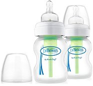 Шишета за хранене с широко гърло - Options 150 ml - Комплект от 2 броя със силиконови биберони размер 1 - шише