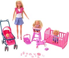 Майка с 3 деца - Кукли и аксесоари от серията "Steffi Love" - играчка