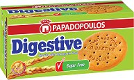 Бисквити с пълнозърнесто брашно без захар Papadopoulos Digestive - продукт
