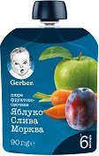Пюре с ябълка, слива и морков Nestle Gerber - гърне