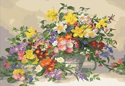Рисуване по номера - Нежни цветя - Комплект за картина с размери 50 x 40 cm
