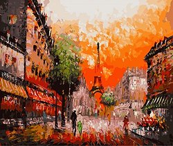 Рисуване по номера - Улица в Париж - Комплект за картина с размери 50 x 40 cm