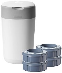 Хигиенен кош за пелени - Twist & Click - Комплект с 4 броя резервни касети - шише