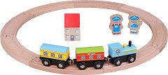 Дървено влакче Lelin Toys - Пуф Паф - играчка