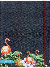 Папка с ластик Mitama - Фламинго с палми и цветя