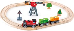 Товарен влак с релси и аксесоари HaPe - играчка