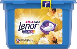 Капсули за пране за цветни тъкани с елегантен аромат - Lenor All in 1 Pods Gold Orchid - пяна