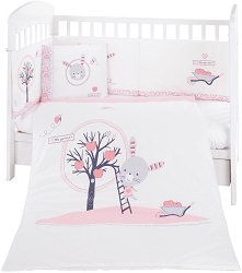 Бебешки спален комплект от 6 части - Pink Bunny - 