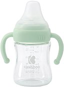 Бебешко стъклено шише за хранене с дръжки - 180 ml - 