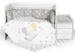 Бебешки спален комплект 5 части Lorelli Trend: Stars Elephant - 