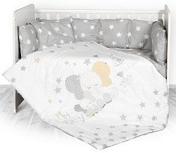 Бебешки спален комплект 4 части с обиколник Lorelli Lily: Stars Elephant - 