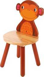 Детско дървено столче с облегалка - Маймунка - 
