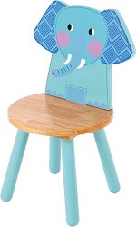 Детско дървено столче с облегалка - Слонче - 