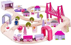 Дървена влакова писта Bigjigs Toys - Приказен свят - играчка
