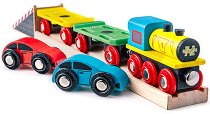 Влак автовоз Bigjigs Toys - 