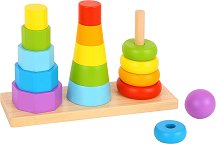 Дървена низанка Tooky Toy - Три кули - играчка