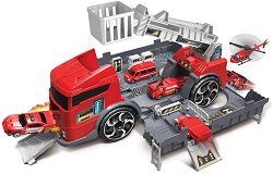 Пожарен камион и пожарна станция - 2 в 1 - играчка