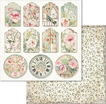 Хартия за скрапбукинг Stamperia - Етикети с цветя