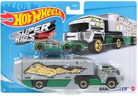 Метално камионче и количка Mattel - Super Rigs Bank Roller - 