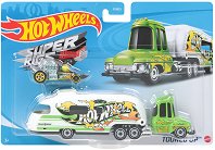 Метално камионче с количка Mattel Super Rigs Tooned Up - 