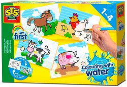 Книжка за оцветяване с вода - Животни от фермата - играчка