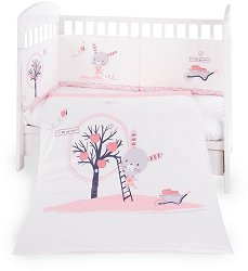 Бебешки спален комплект 3 части с обиколник Kikka Boo Pink Bunny EU Style - продукт