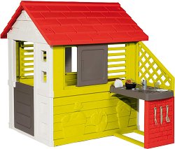 Сглобяема къща с кухня с аксесоари за игра Smoby - Nature House - 